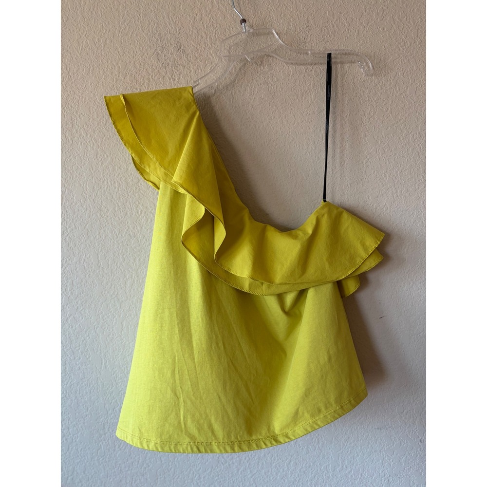 Marc New York Andrew Marc One Shoulder Ruffle Top Lime Yellow XL M4MKB419 - Picture 5 of 7